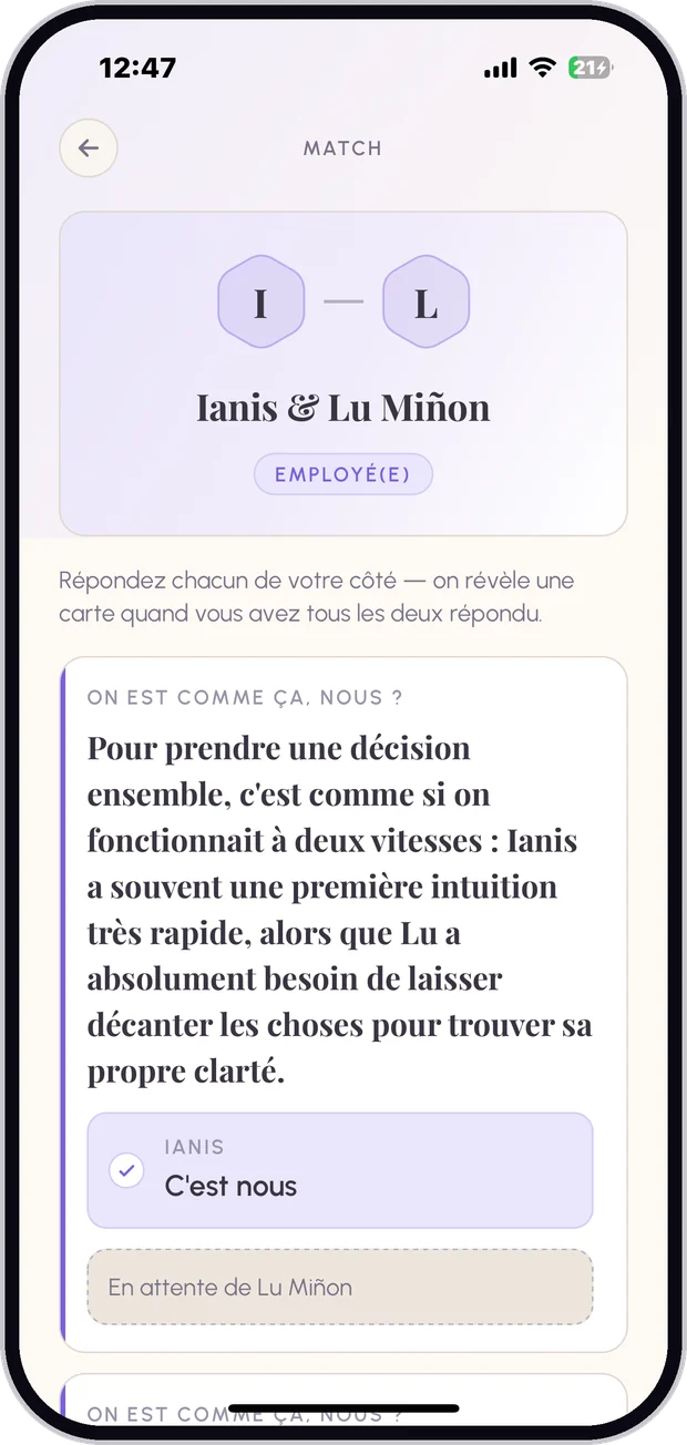 Match énergétique entre deux profils
