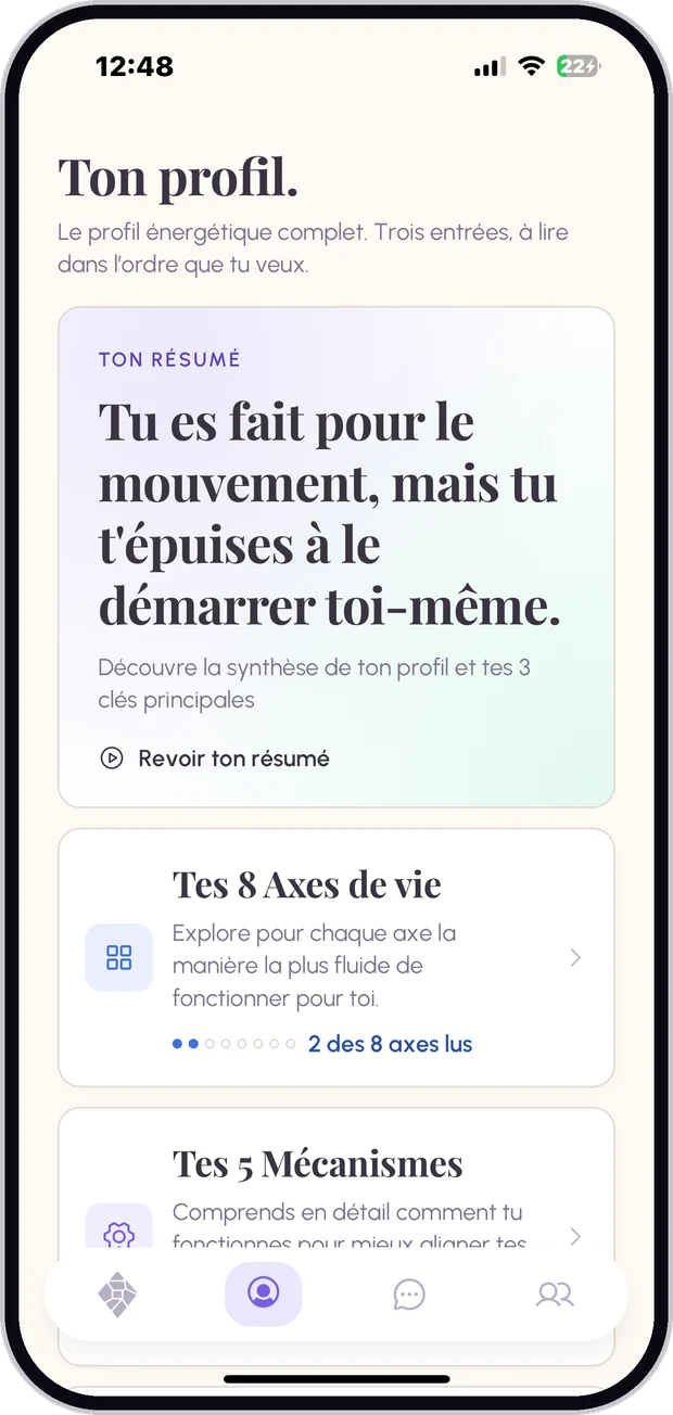 Ton profil énergétique dans l'app